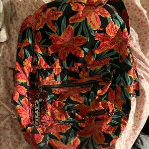 Billabong Black and Orange Floral Backpack